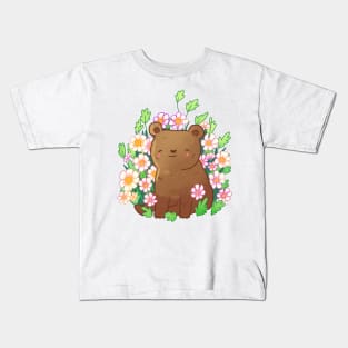 Cute bear with flowers Kids T-Shirt